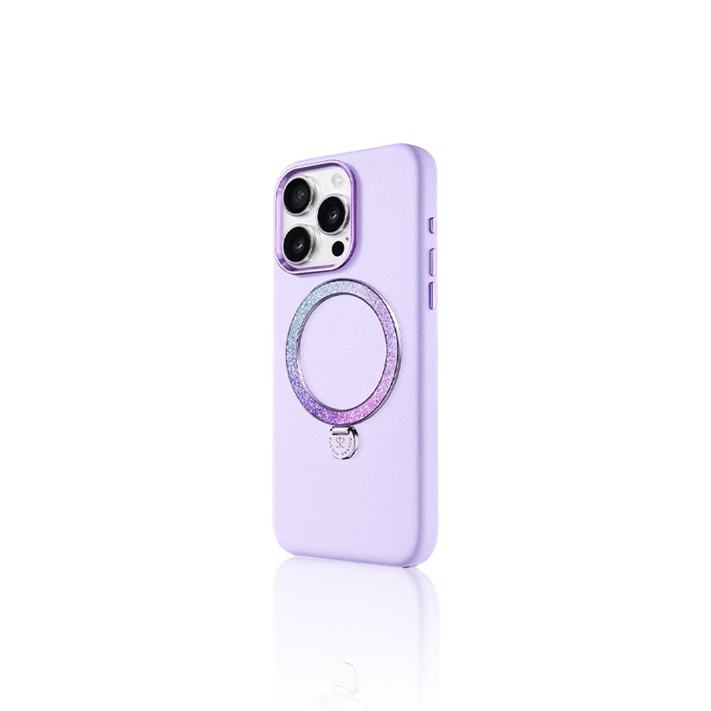 Pynana Dancing Circle Serisi iPhone 14 Pro M-safe Şarj Özellikli Standlı Suni Deri Tasarımlı Kılıf
