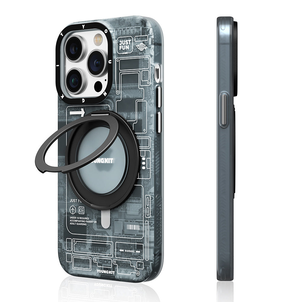 Youngkit 360° Standlı Technology Serisi iPhone 14 Pro Kılıf M-safe Şarj Özellikli Kılıf