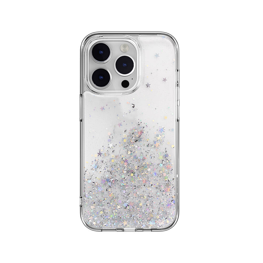 Switcheasy Starfield iPhone 14 Pro Parlayan Simli Şeffaf Lisanslı Kılıf