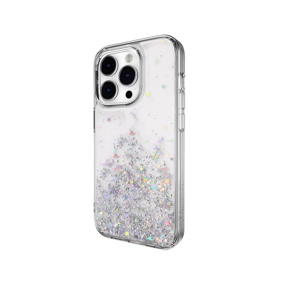 Switcheasy Starfield iPhone 14 Pro Parlayan Simli Şeffaf Lisanslı Kılıf