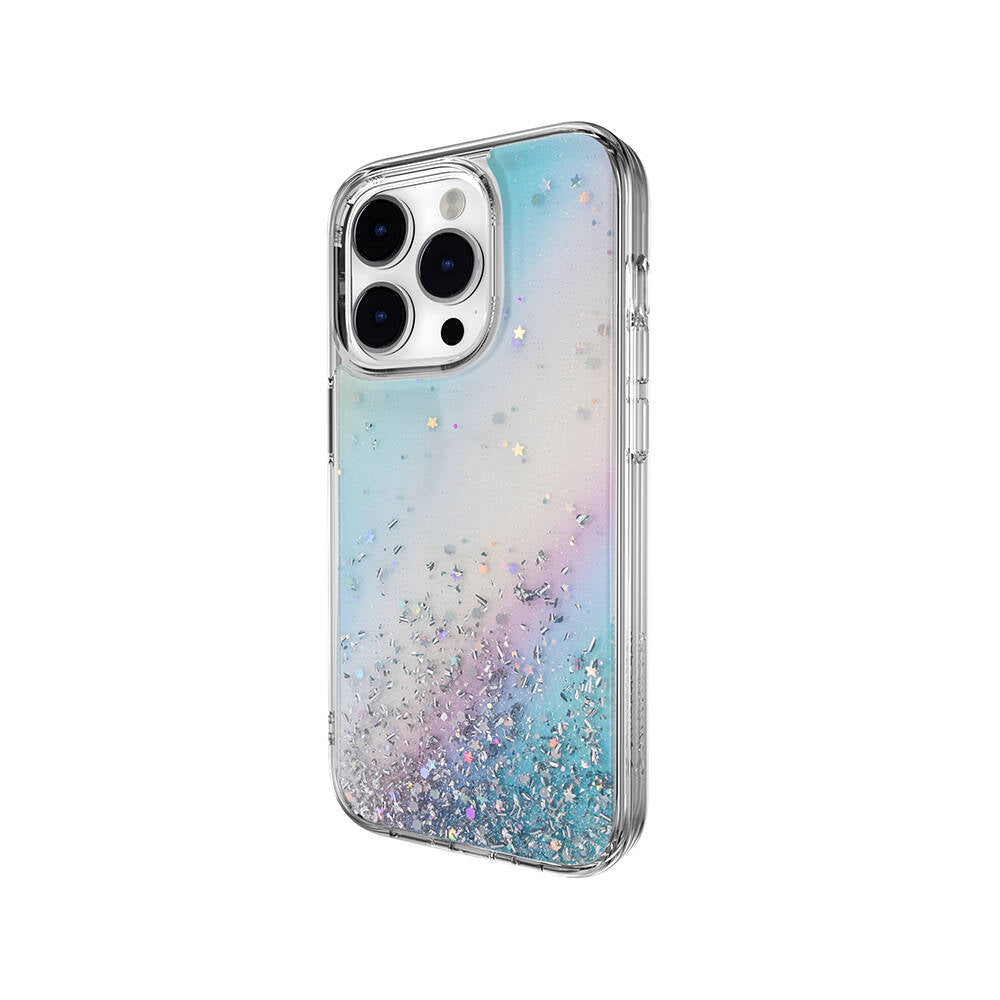 Switcheasy Starfield iPhone 14 Pro Parlayan Simli Şeffaf Lisanslı Kılıf