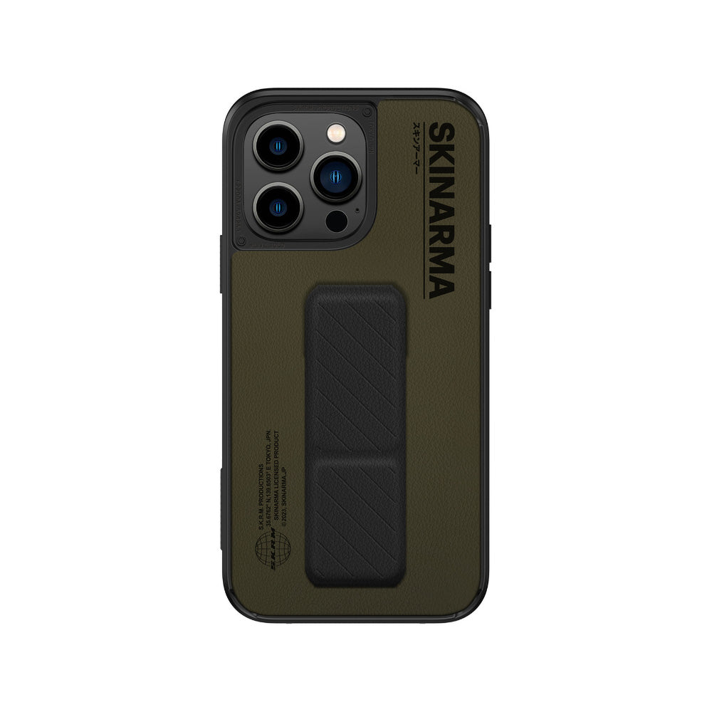SkinArma iPhone 14 Pro Standlı Deri Görünümlü Gyo Telefon Kılıfı