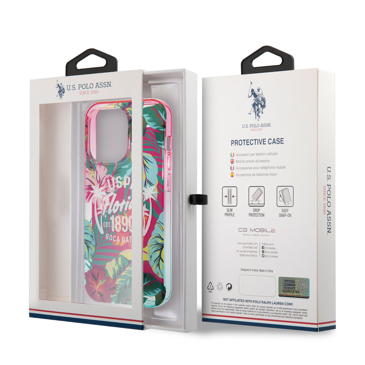 U.S. POLO ASSN. iPhone 14 Pro Renkli Yaprak Baskılı Dizayn Telefon Kılıfı