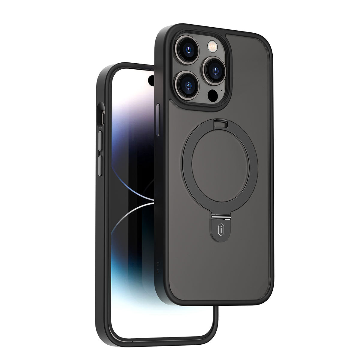 Wiwu ZMM-010 iPhone 14 Pro Kılıf M-safe Şarj Özellikli Parmak İzi Bırakmayan Mat Transparan Standlı Kılıf - 1