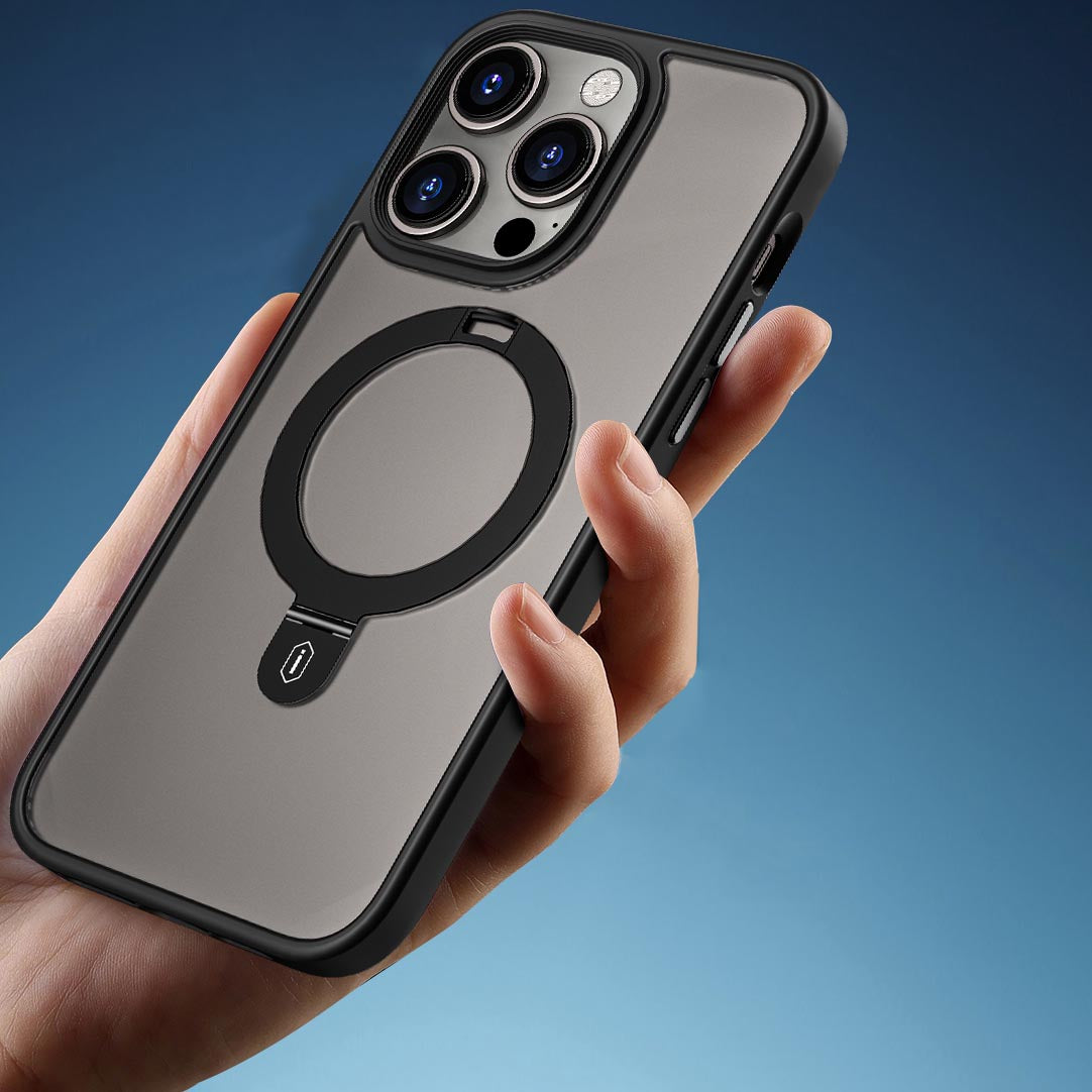 Wiwu ZMM-010 iPhone 14 Pro Kılıf M-safe Şarj Özellikli Parmak İzi Bırakmayan Mat Transparan Standlı Kılıf - 12