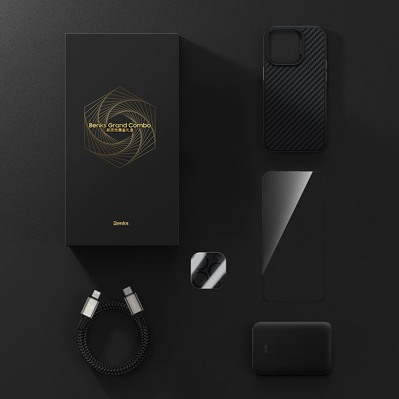 iPhone 14 Pro Max Benks Grand Combo 5in1 Aksesuar Seti Kılıf-Ekran Koruyucu-Lens Koruyucu-Kablo-Powerbank - 7