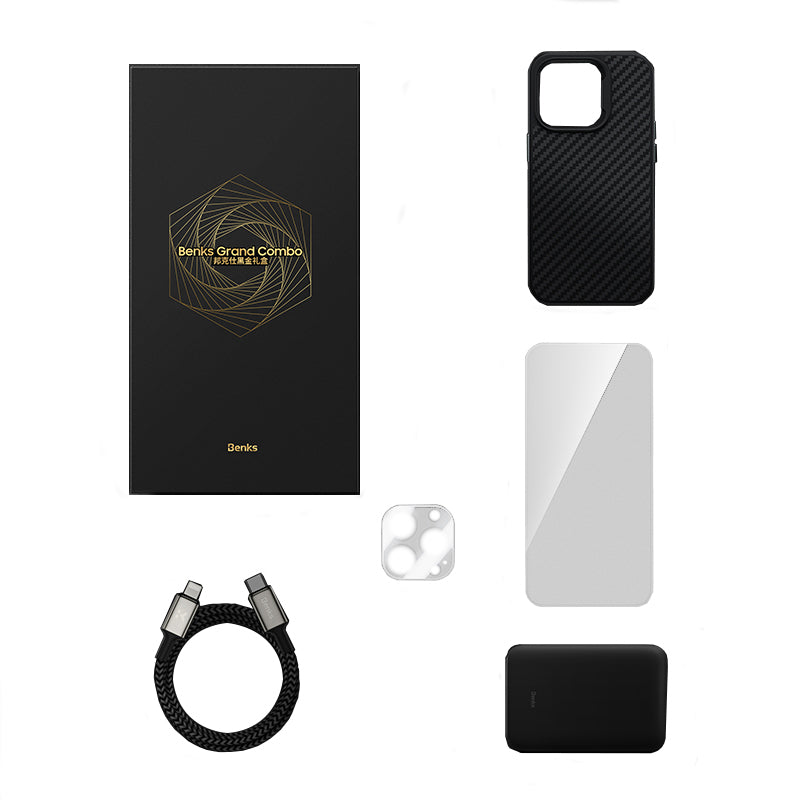 iPhone 14 Pro Max Benks Grand Combo 5in1 Aksesuar Seti Kılıf-Ekran Koruyucu-Lens Koruyucu-Kablo-Powerbank - 1