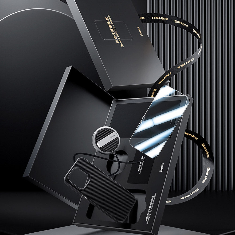 Benks Grand Combo MFM01 iPhone 14 Pro Max 3in1 Aksesuar Seti Kılıf-Ekran Koruyucu-Kablosuz Şarj Aleti