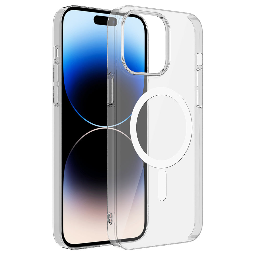 Cepax iPhone 14 Pro Max Kamera Korumalı M-Safe Şarj Özellikli Şeffaf London Sert PC Kılıf