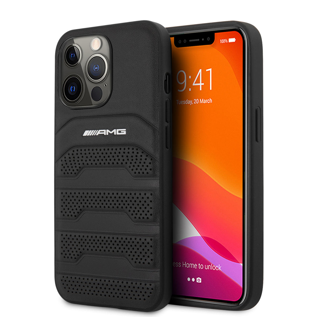 iPhone 14 Pro Max Kılıf AMG Leather Deri Çizgili Kabartmalı Dizayn Telefon Kılıfı