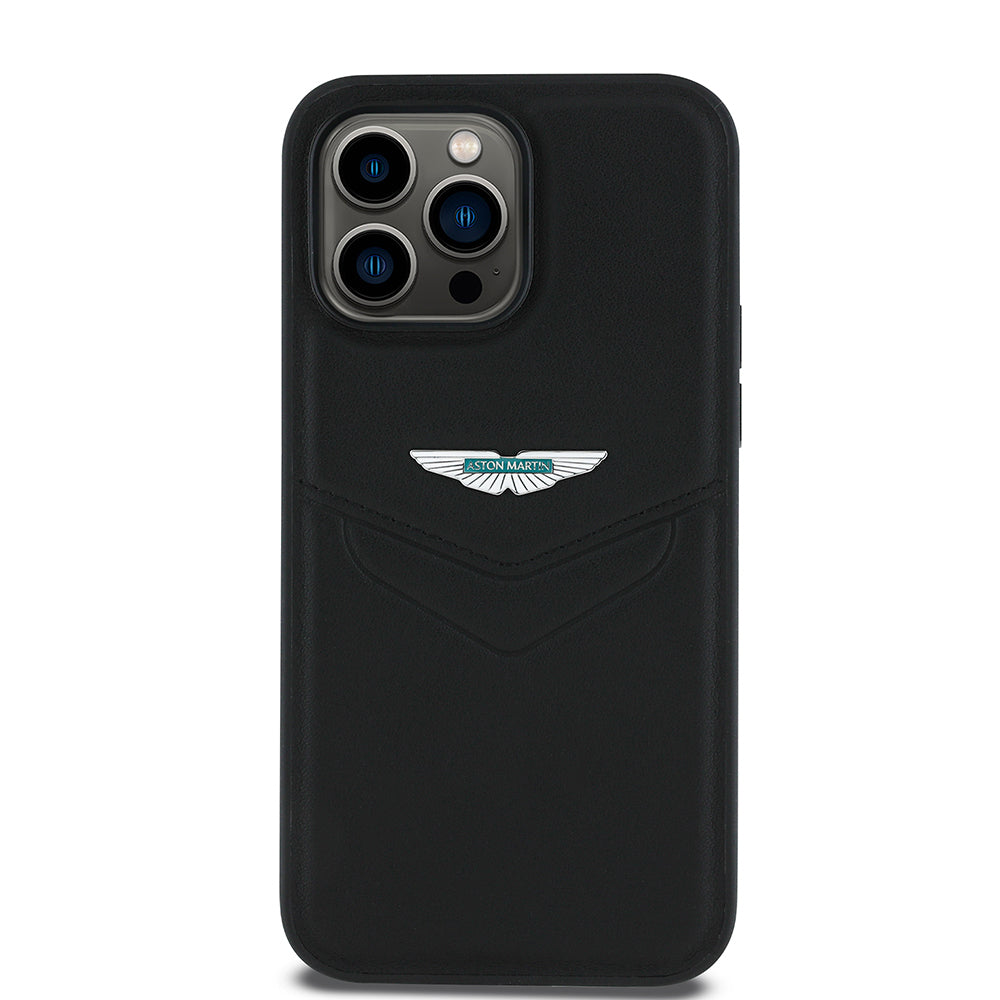 Apple iPhone 14 Pro Max Aston Martin Orjinal Lisanslı Victory Dizayn PU Deri Metal Logolu Kılıf