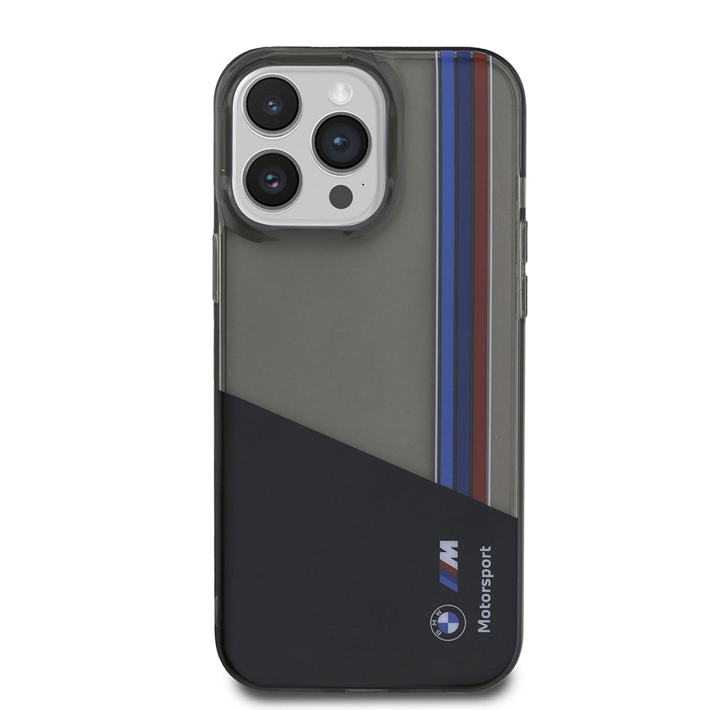 BMW iPhone 14 Pro Max Orjinal Lisanslı Yarı Transparan M Dizayn Çizgili Telefon Kılıfı