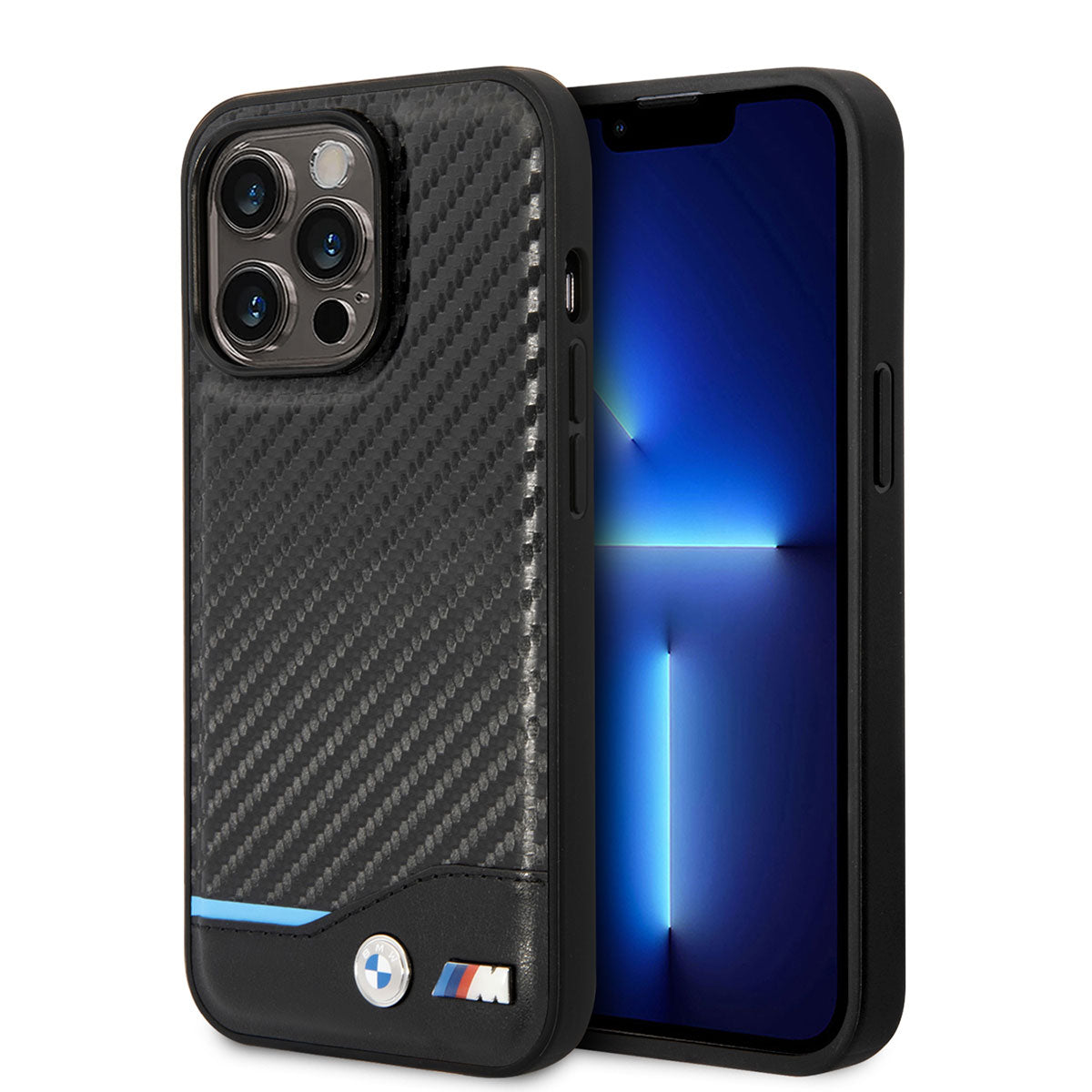 BMW iPhone 14 Pro Max PU Deri Ve Karbon Dizayn Telefon Kılıfı