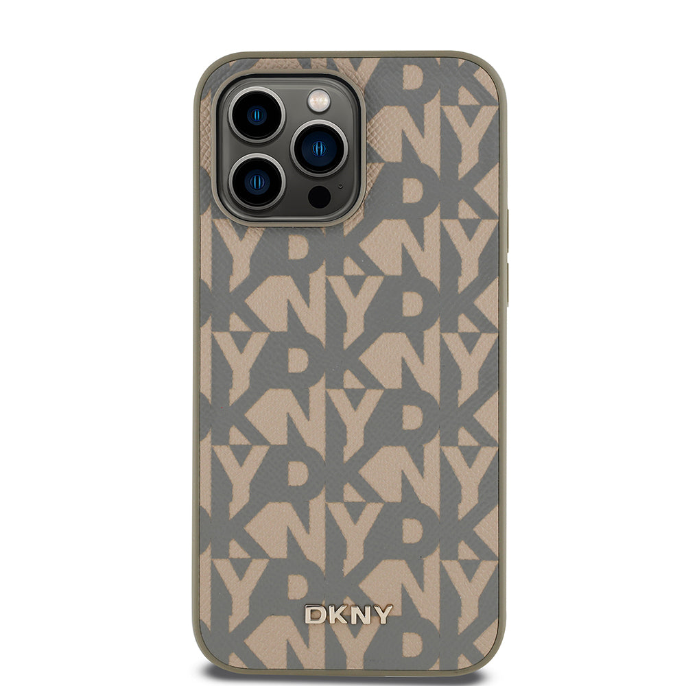 DKNY iPhone 14 Pro Max Orjinal Lisanslı M-safe 3D Yazılı Grid Pattern Kılıf