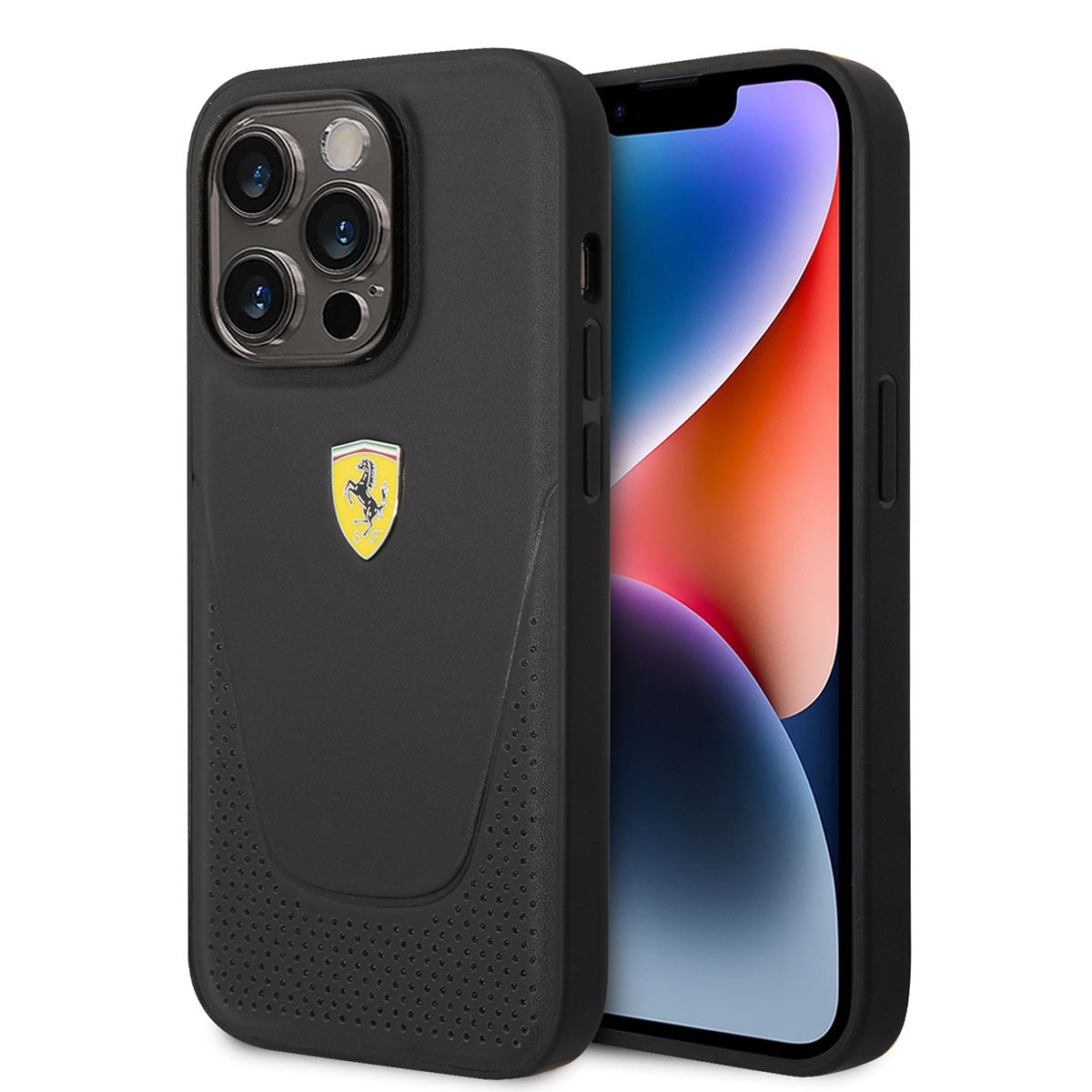 Ferrari iPhone 14 Pro Max Deri Delikli Dizayn Telefon Kılıfı