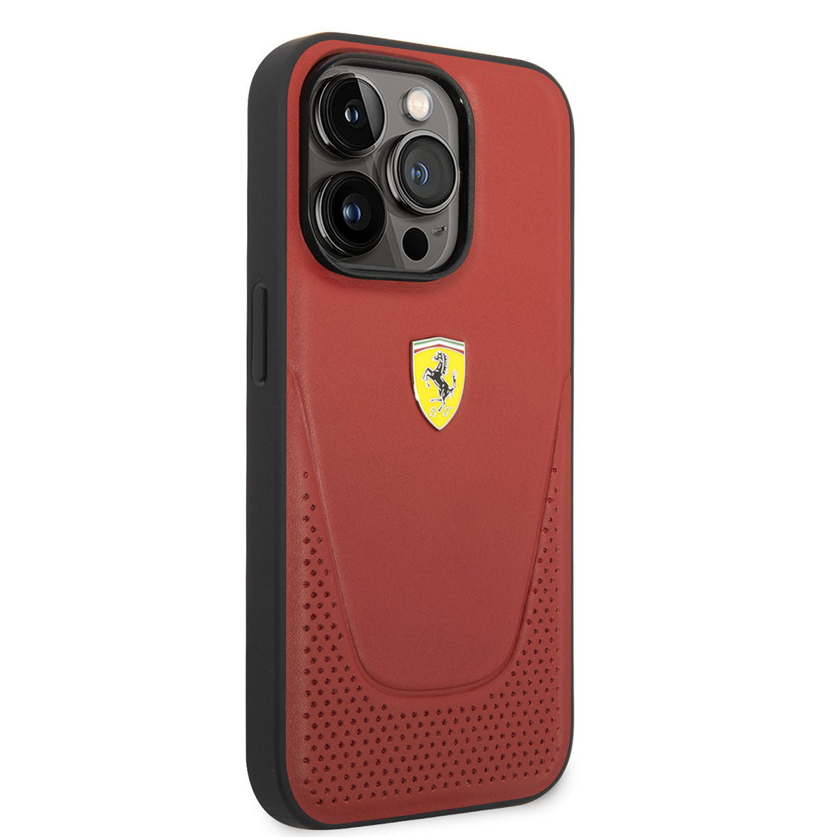 Ferrari iPhone 14 Pro Max Deri Delikli Dizayn Telefon Kılıfı
