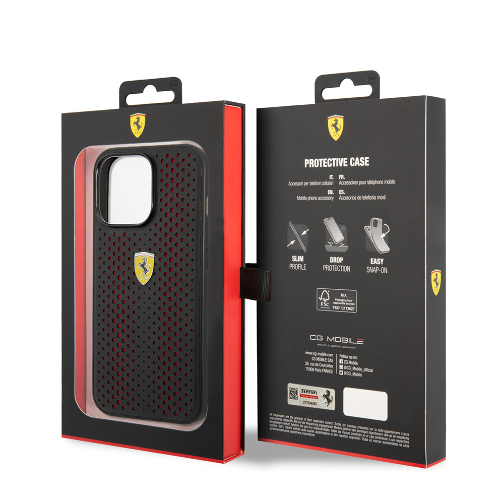 Ferrari iPhone 14 Pro Max Deri Sarı Noktalı Dizayn Telefon Kılıfı