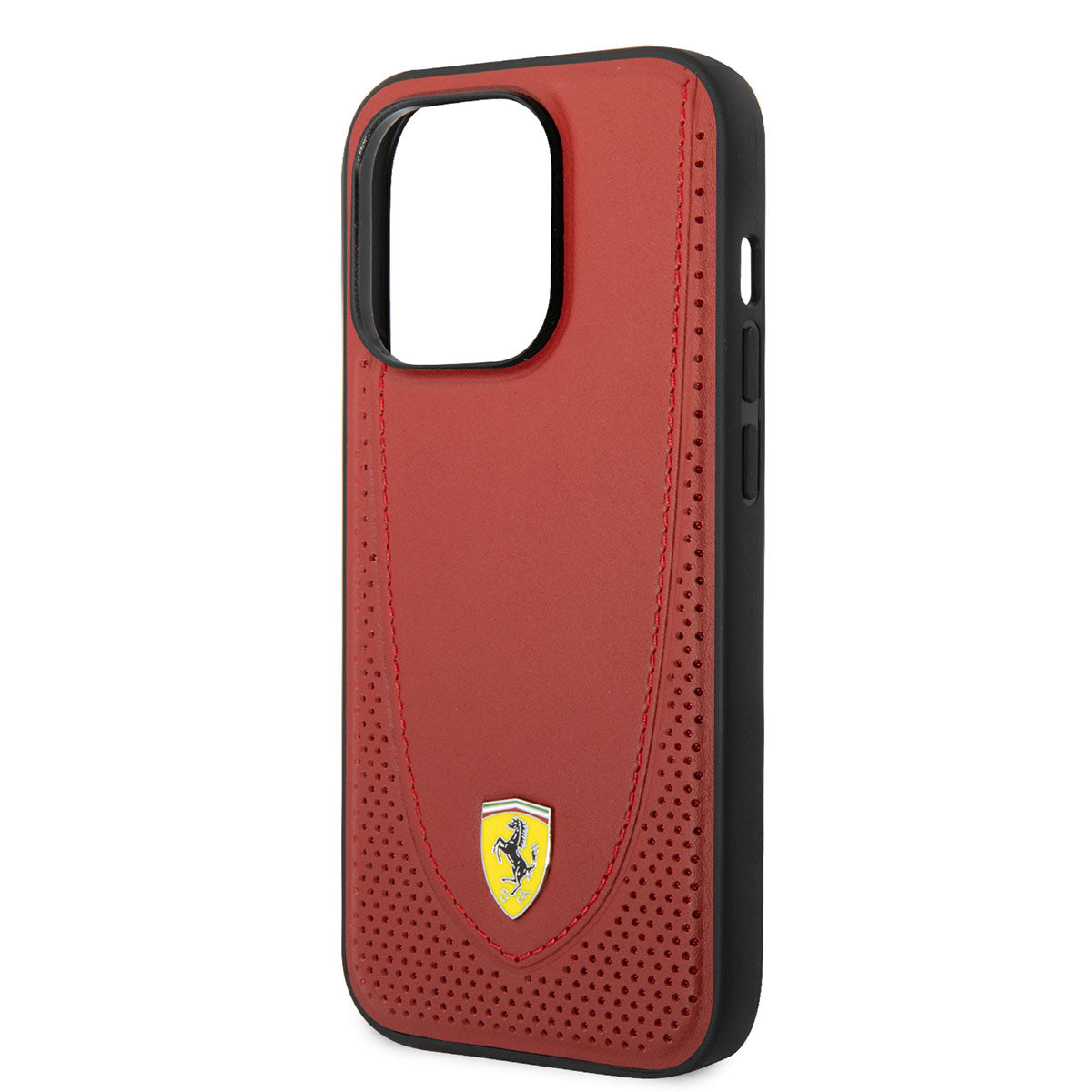 Ferrari iPhone 14 Pro Max M-safe Şarj Özellikli Deri Delikli Dikişli Dizayn Kılıf