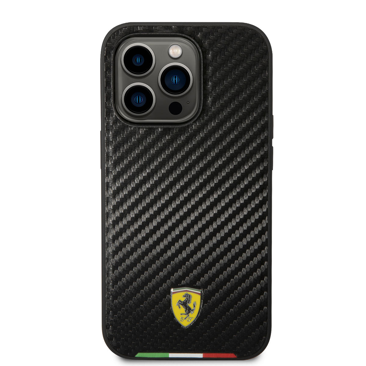 Ferrari iPhone 14 Pro Max M-safe Şarj Özellikli Karbon İtalyan Bayrak Dizayn Telefon Kılıfı