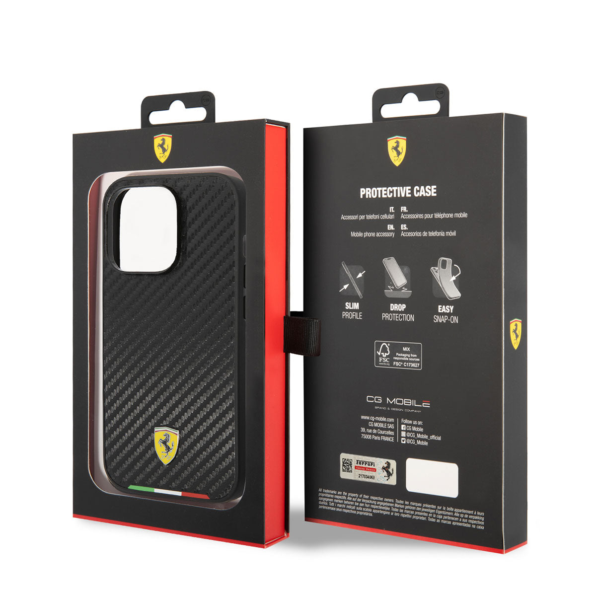 Ferrari iPhone 14 Pro Max M-safe Şarj Özellikli Karbon İtalyan Bayrak Dizayn Telefon Kılıfı