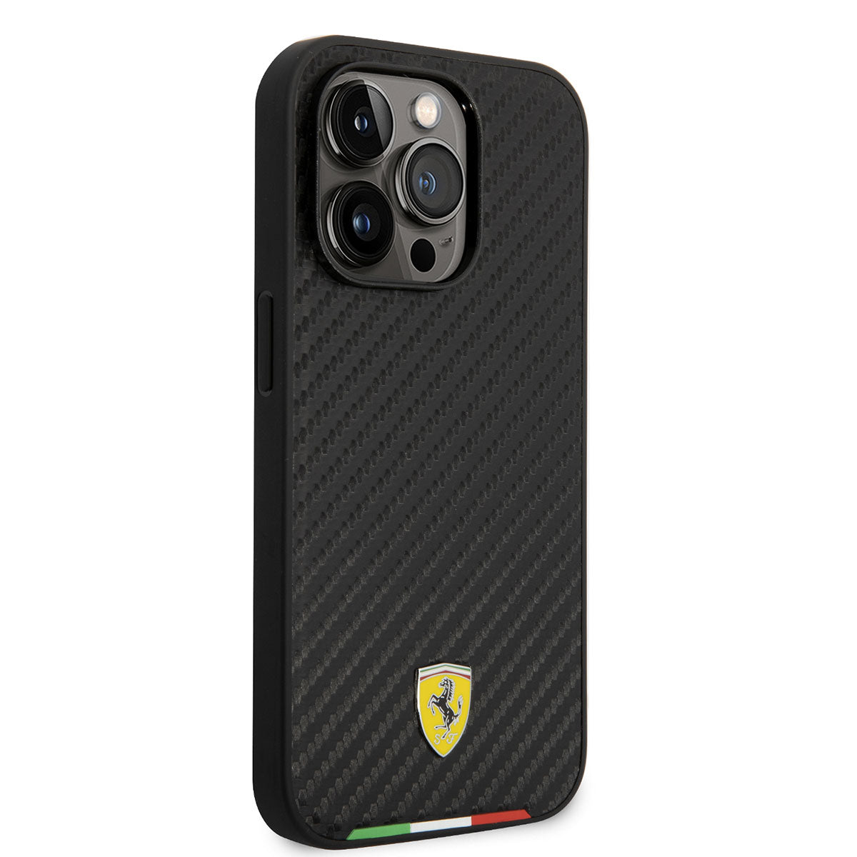 Ferrari iPhone 14 Pro Max M-safe Şarj Özellikli Karbon İtalyan Bayrak Dizayn Telefon Kılıfı