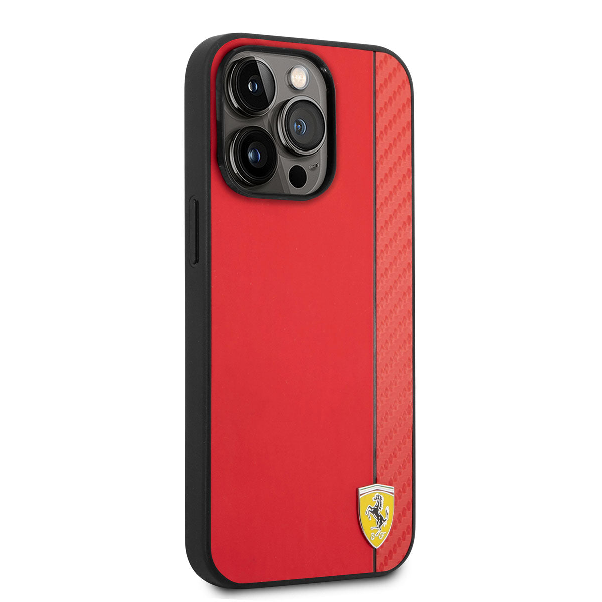 Ferrari iPhone 14 Pro Max M-safe Şarj Özellikli PU Deri Karbon Şeritli Dizayn Kılıf