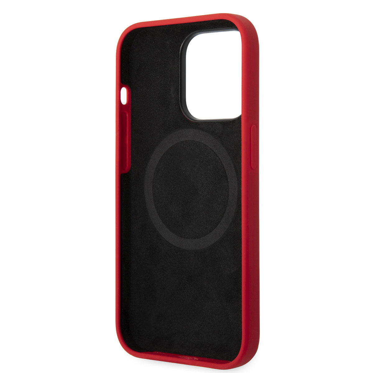 Ferrari iPhone 14 Pro Max M-safe Şarj Özellikli Silikon Metal Logo Dizayn Telefon Kılıfı