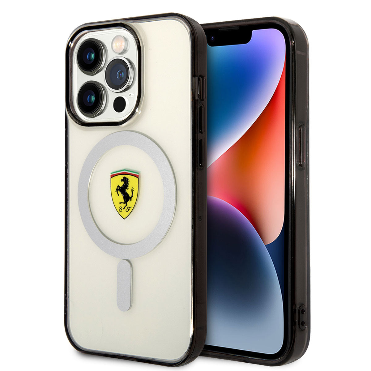 iPhone 14 Pro Max Kılıf Ferrari M-safe Şarj Özellikli Transparan Dizayn Telefon Kılıfı