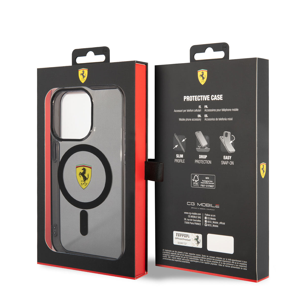 Ferrari iPhone 14 Pro Max M-safe Şarj Özellikli Yarı Transparan Dizayn Telefon Kılıfı