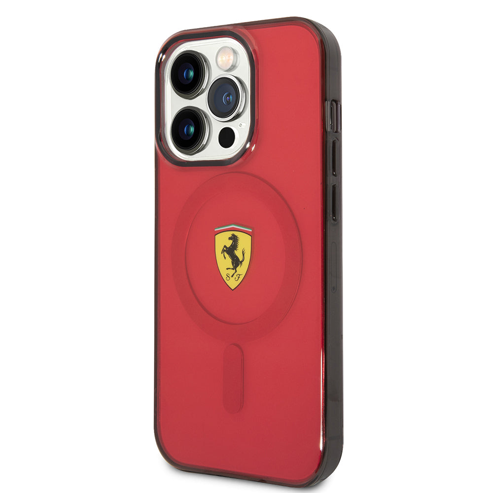 Ferrari iPhone 14 Pro Max M-safe Şarj Özellikli Yarı Transparan Dizayn Telefon Kılıfı