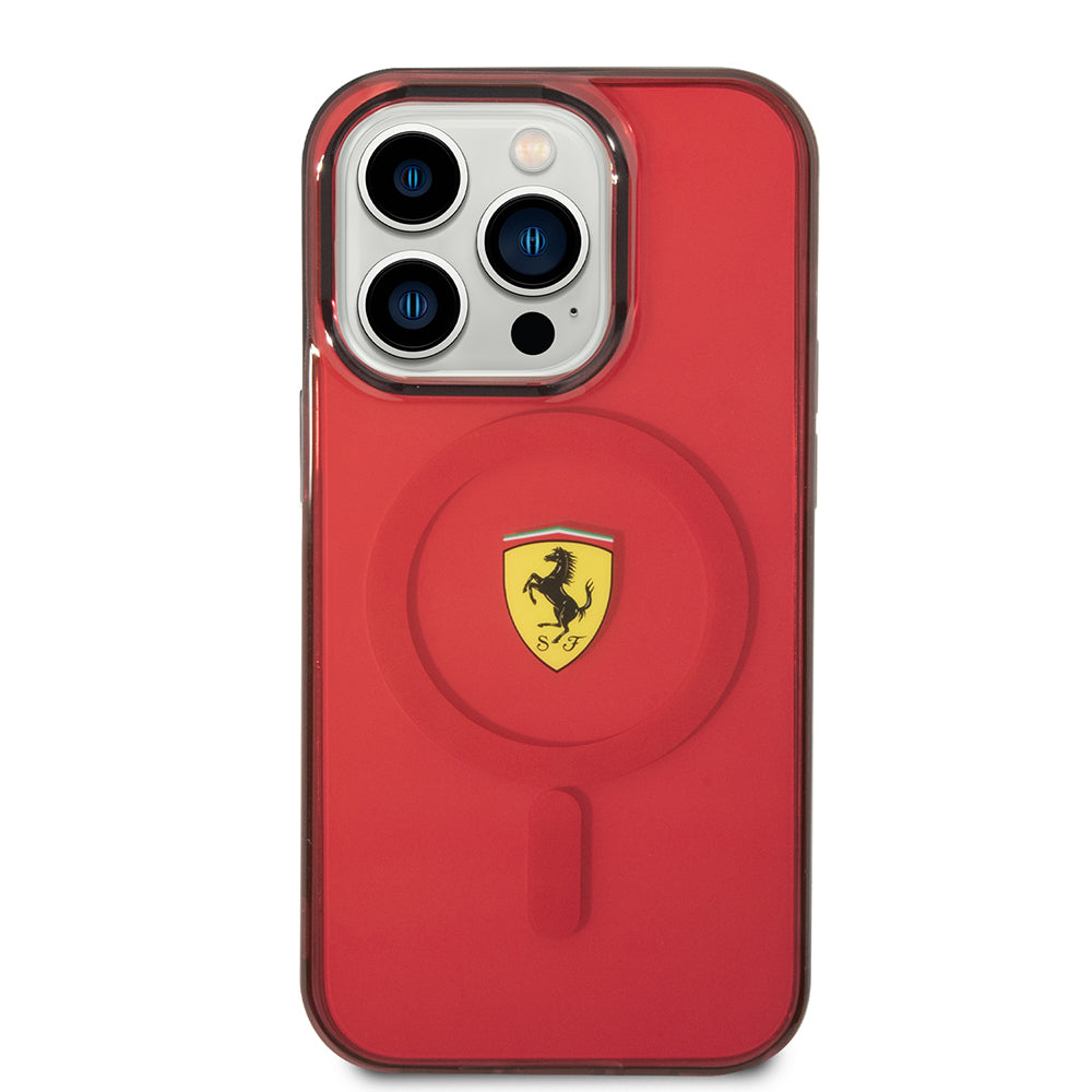 Ferrari iPhone 14 Pro Max M-safe Şarj Özellikli Yarı Transparan Dizayn Telefon Kılıfı