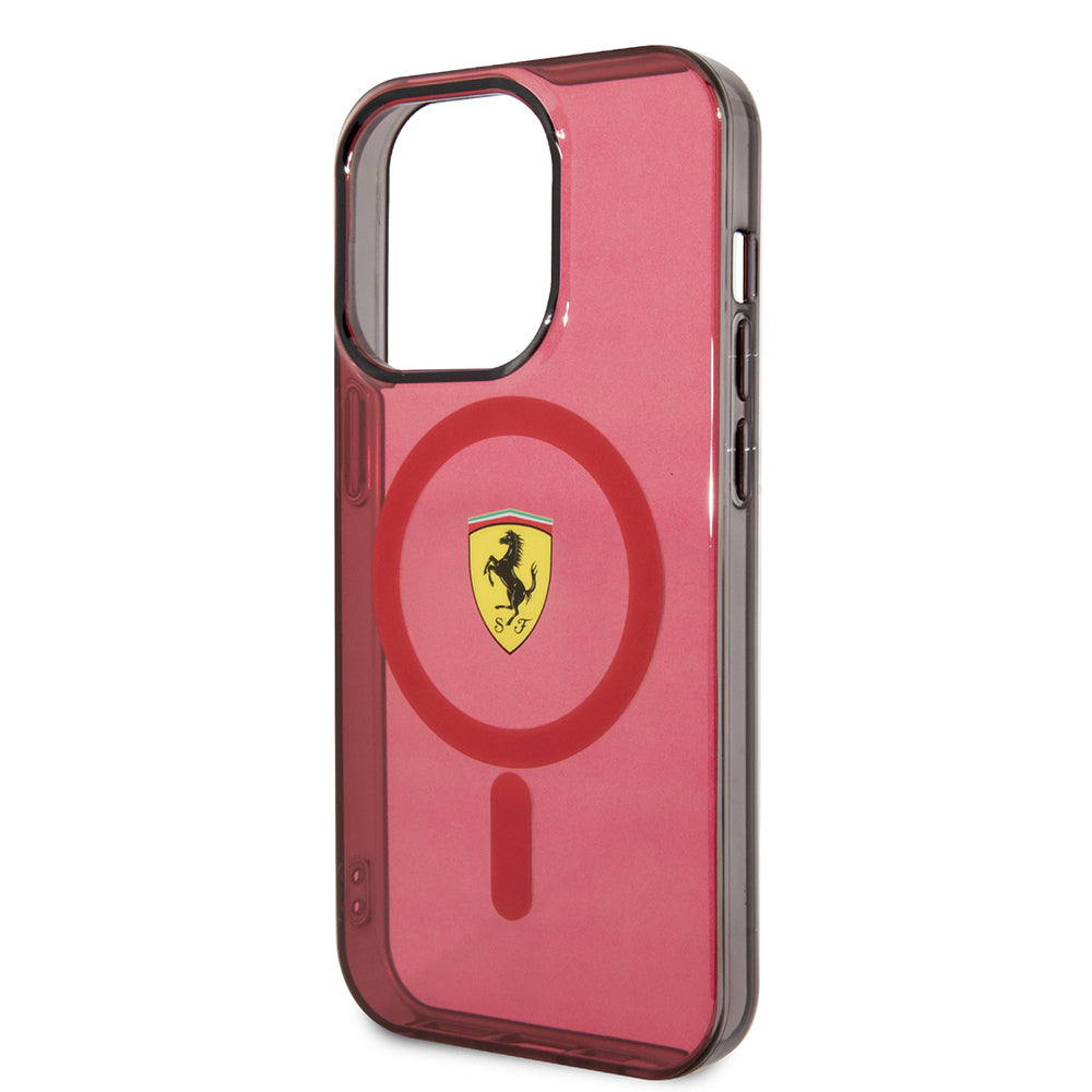 Ferrari iPhone 14 Pro Max M-safe Şarj Özellikli Yarı Transparan Dizayn Telefon Kılıfı