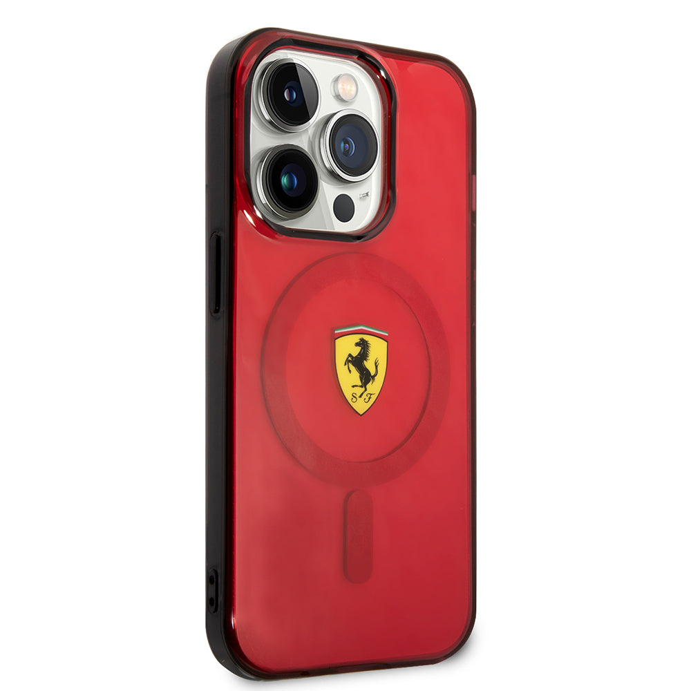 Ferrari iPhone 14 Pro Max M-safe Şarj Özellikli Yarı Transparan Dizayn Telefon Kılıfı