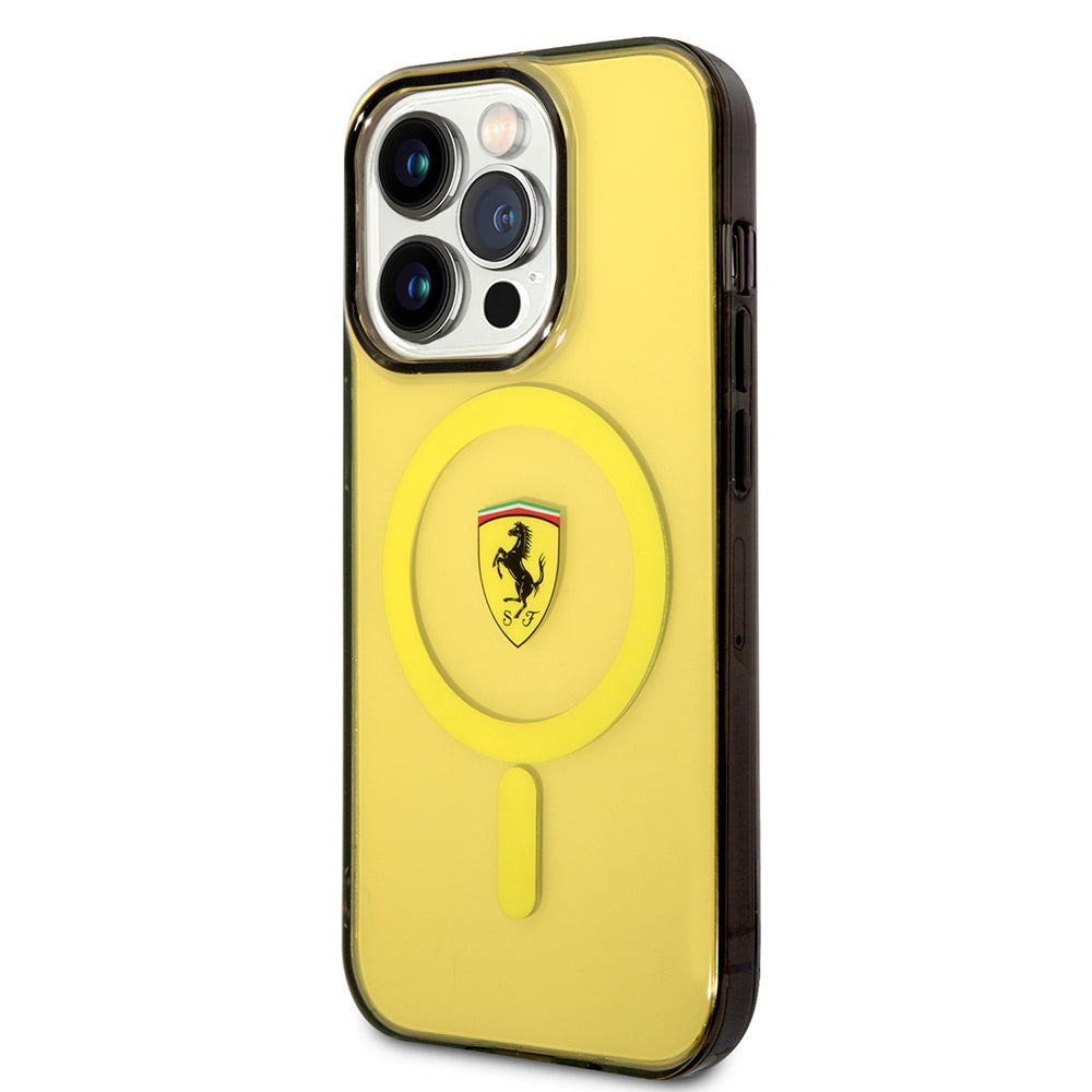 Ferrari iPhone 14 Pro Max M-safe Şarj Özellikli Yarı Transparan Dizayn Telefon Kılıfı