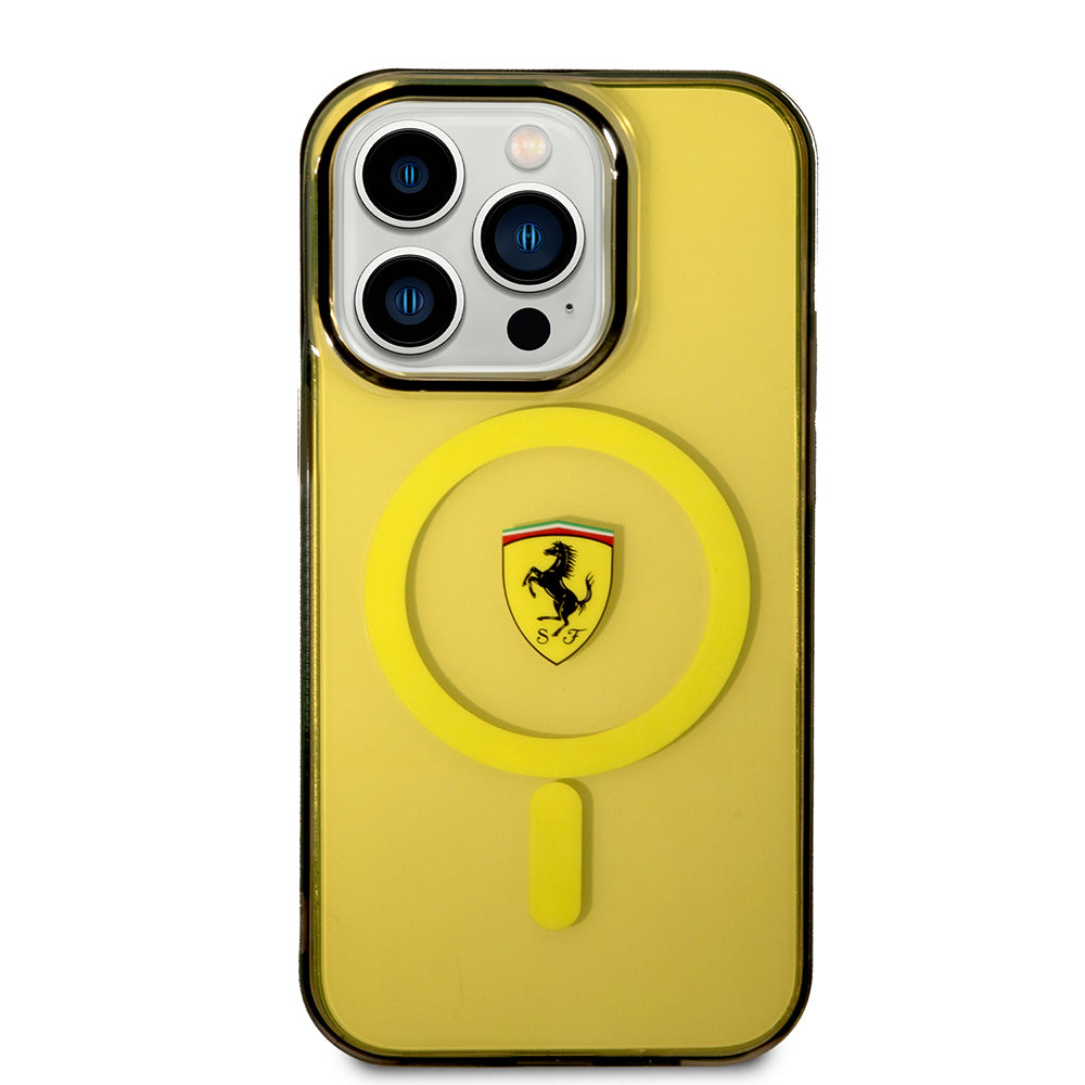 Ferrari iPhone 14 Pro Max M-safe Şarj Özellikli Yarı Transparan Dizayn Telefon Kılıfı