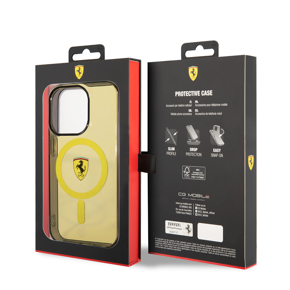 Ferrari iPhone 14 Pro Max M-safe Şarj Özellikli Yarı Transparan Dizayn Telefon Kılıfı