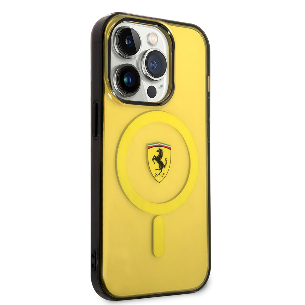 Ferrari iPhone 14 Pro Max M-safe Şarj Özellikli Yarı Transparan Dizayn Telefon Kılıfı