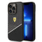 Ferrari iPhone 14 Pro Max Orjinal Lisanlı Klasik Metal Logolu Karbon Şerit Desenli Kılıf