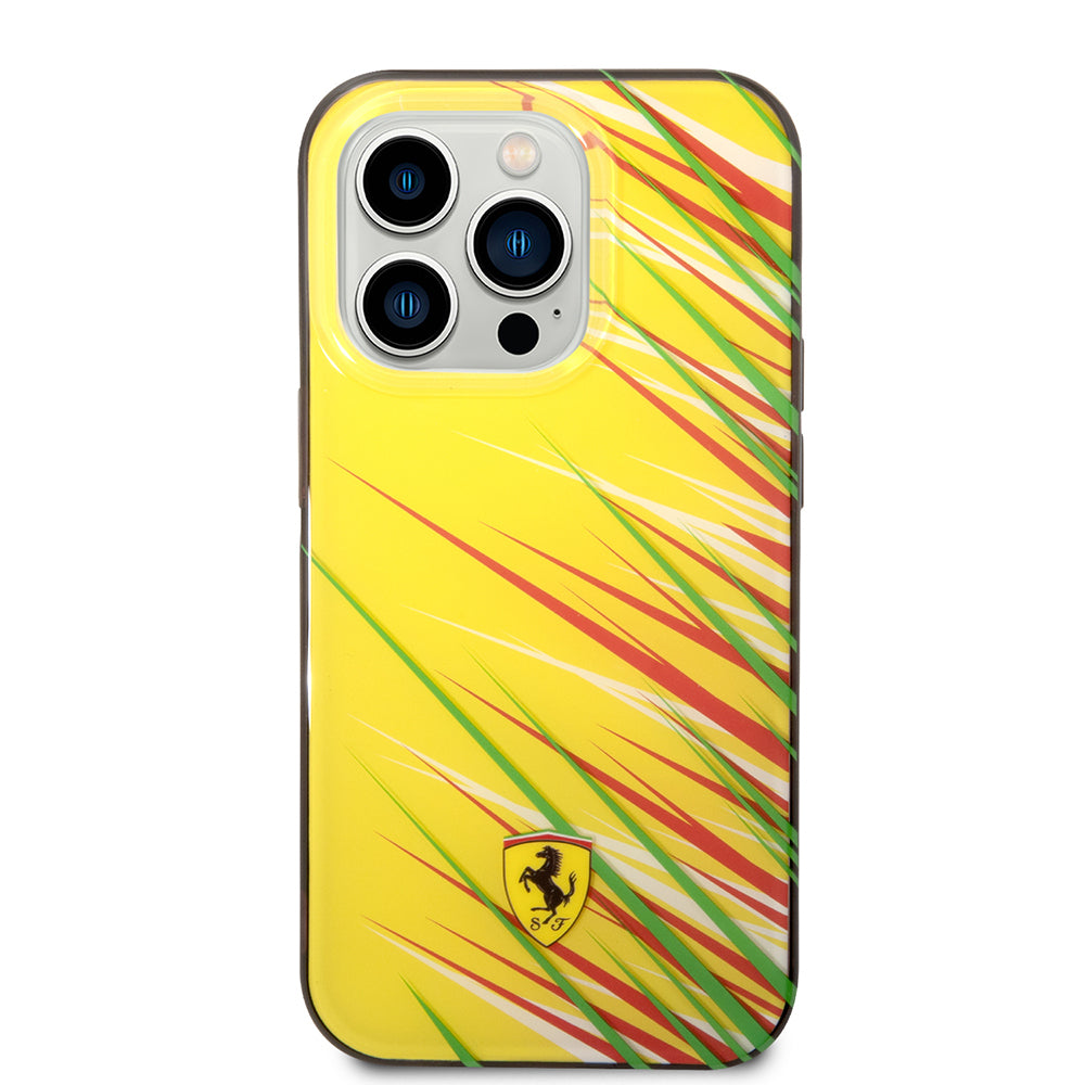 Ferrari iPhone 14 Pro Max Orjinal Lisanslı Baskı Logolu Çimen Desenli Kılıf