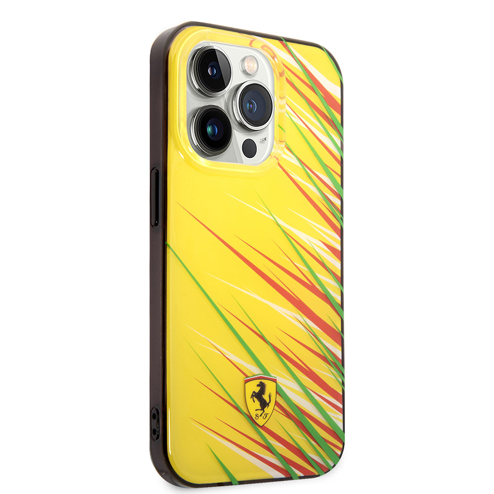 Ferrari iPhone 14 Pro Max Orjinal Lisanslı Baskı Logolu Çimen Desenli Kılıf