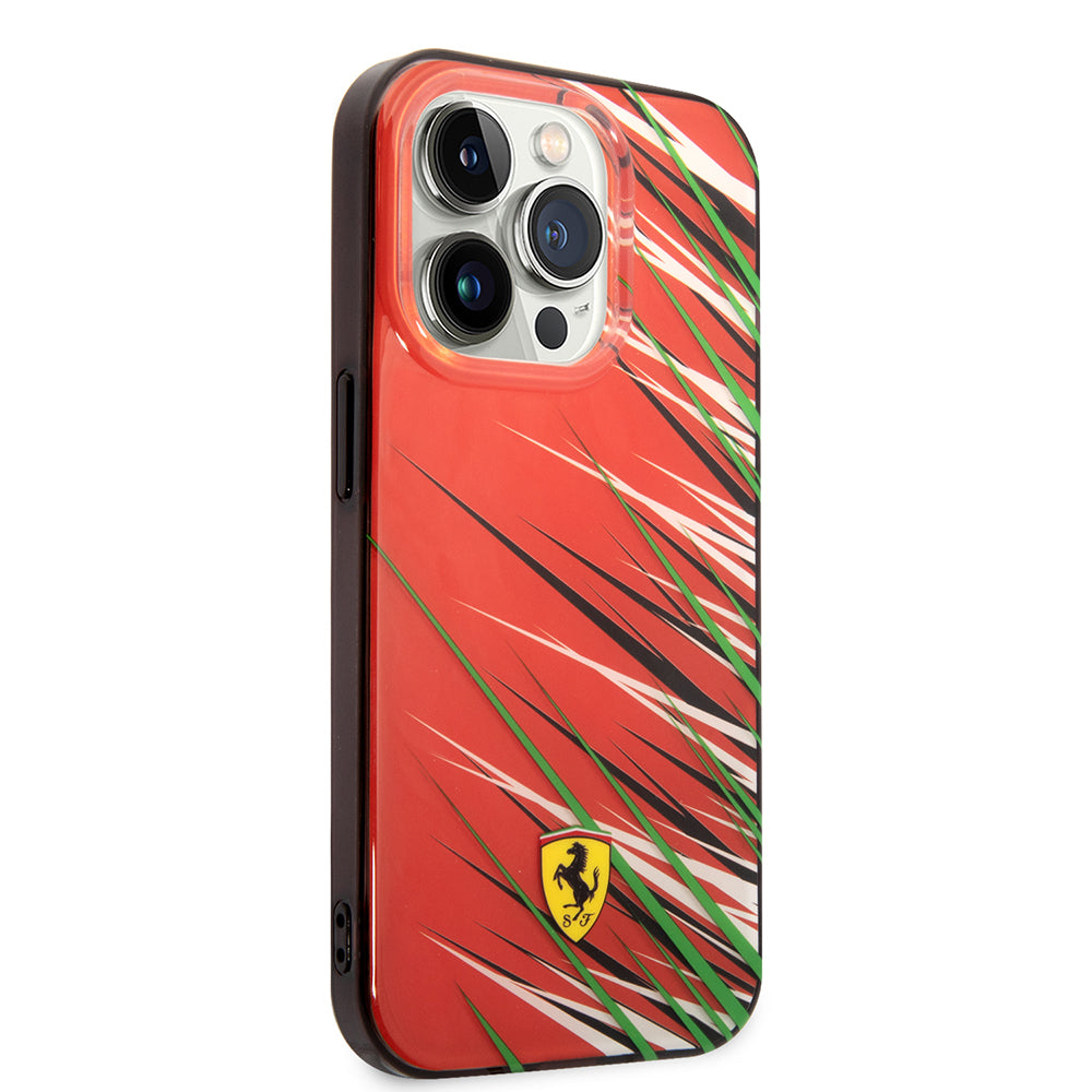 Ferrari iPhone 14 Pro Max Orjinal Lisanslı Baskı Logolu Çimen Desenli Kılıf