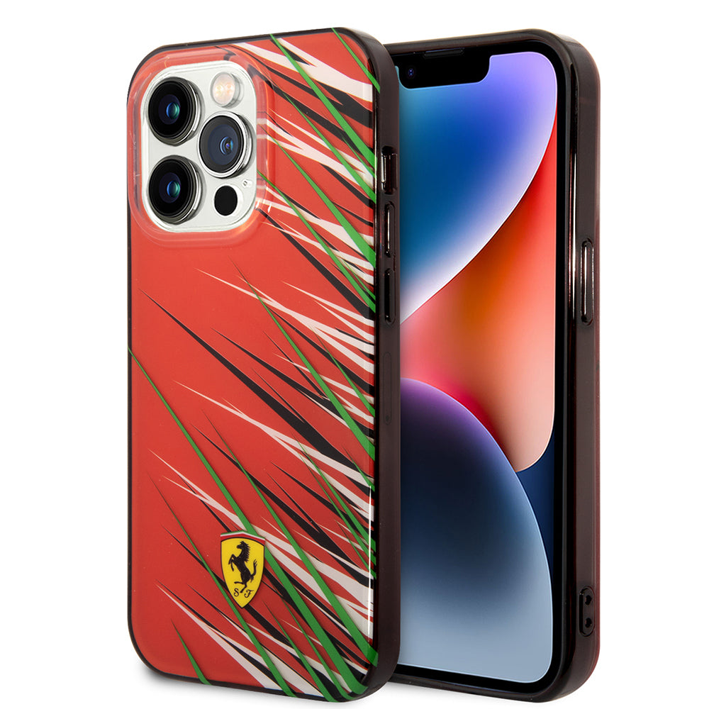 Ferrari iPhone 14 Pro Max Orjinal Lisanslı Baskı Logolu Çimen Desenli Kılıf