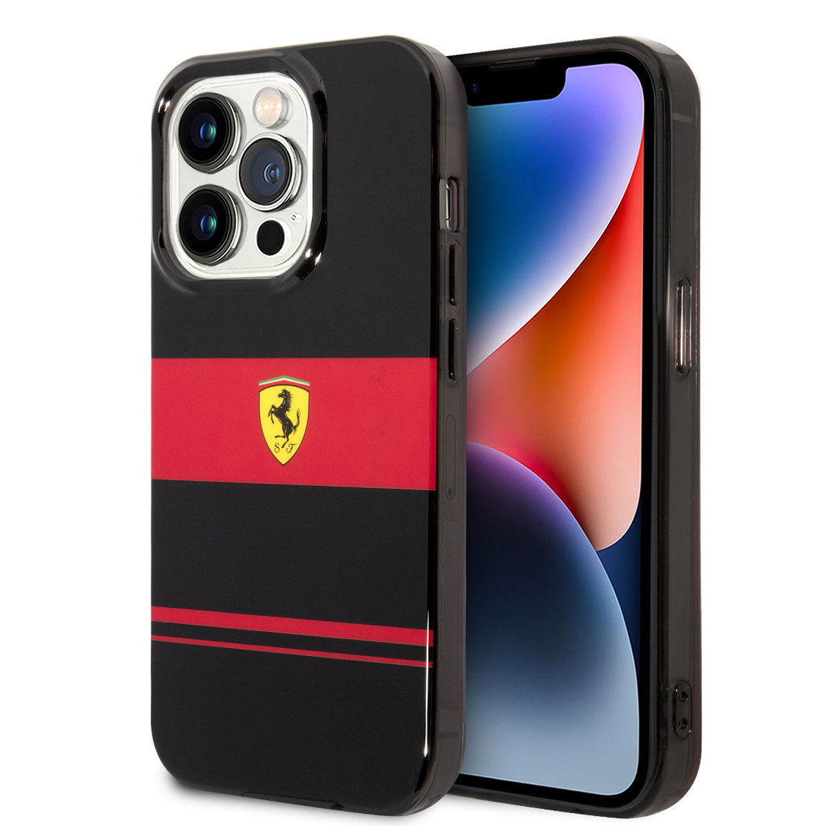 Ferrari iPhone 14 Pro Max Orjinal Lisanslı M-safe Şarj Özellikli Yatay Çizgili Dizayn Kılıf