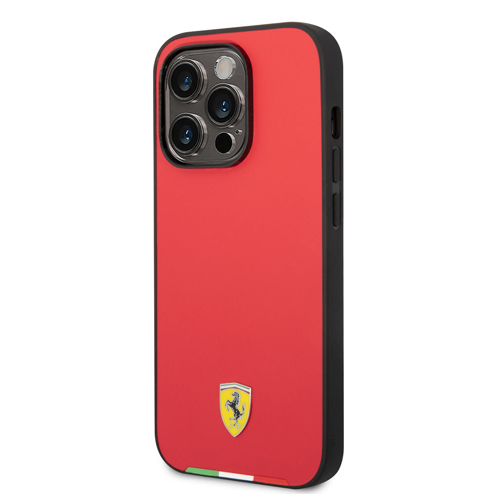 Ferrari iPhone 14 Pro Max Orjinal Lisanslı PU Deri İtalyan Bayrak Dizayn Kılıf