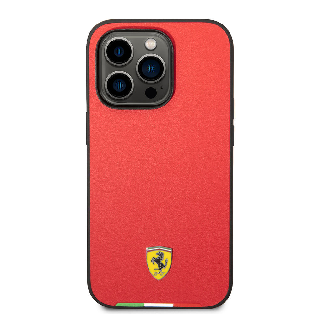 Ferrari iPhone 14 Pro Max Orjinal Lisanslı PU Deri İtalyan Bayrak Dizayn Kılıf