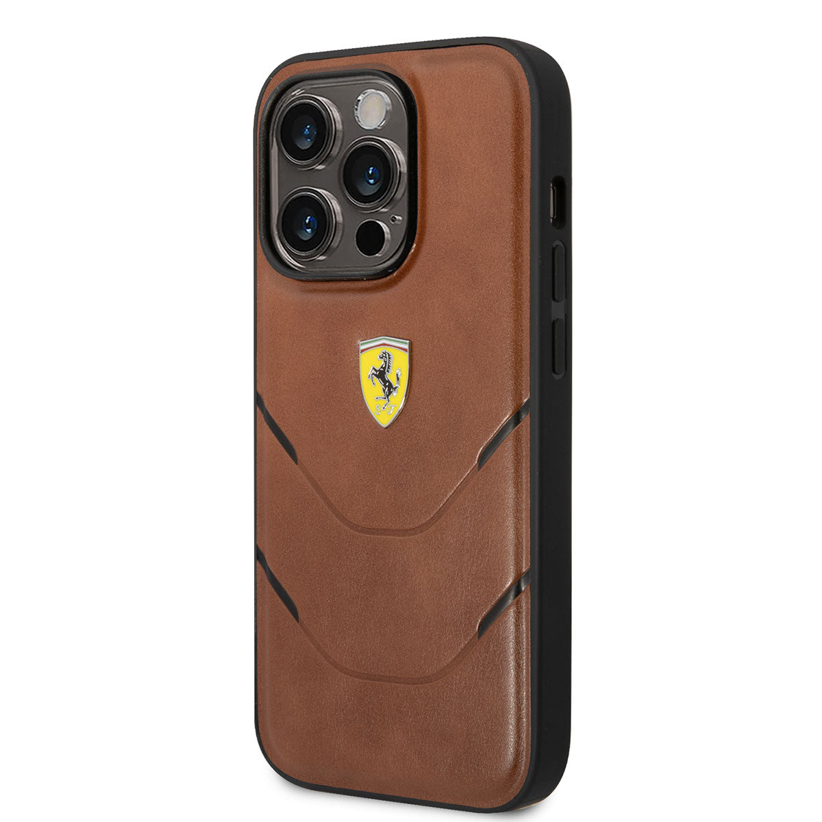 Ferrari iPhone 14 Pro Max Orjinal Lisanslı PU Deri Sıcak Baskı Çizgili Dizayn Kılıf