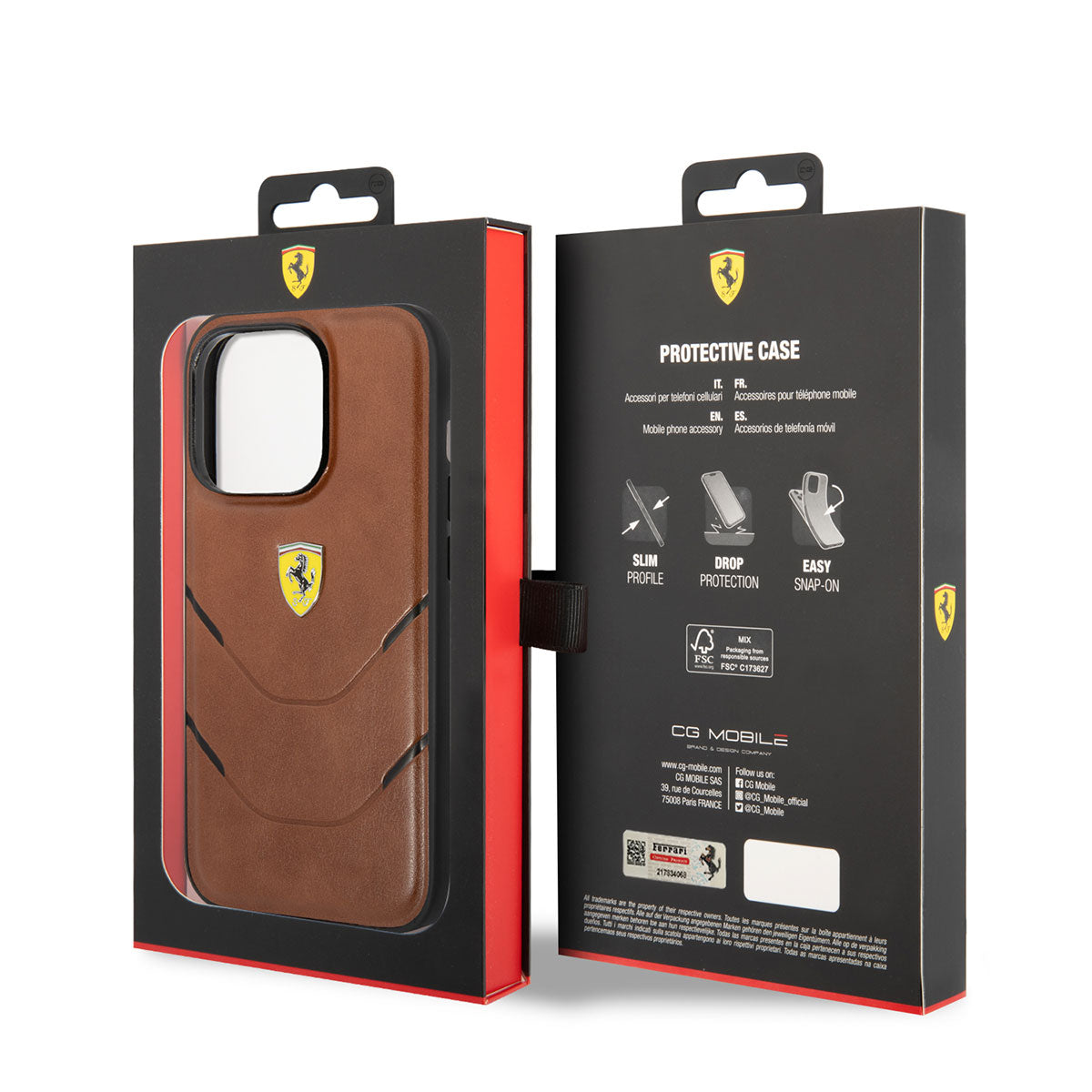 Ferrari iPhone 14 Pro Max Orjinal Lisanslı PU Deri Sıcak Baskı Çizgili Dizayn Kılıf