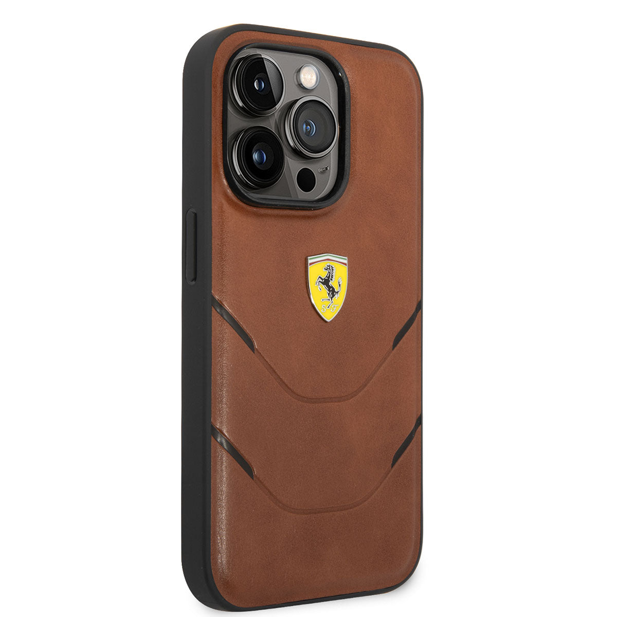 Ferrari iPhone 14 Pro Max Orjinal Lisanslı PU Deri Sıcak Baskı Çizgili Dizayn Kılıf