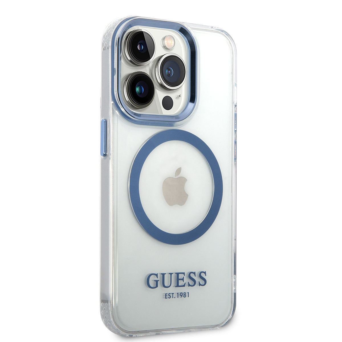GUESS iPhone 14 Pro Max M-safe Şarj Özellikli Metal Kamera Çerçeveli Telefon Kılıfı