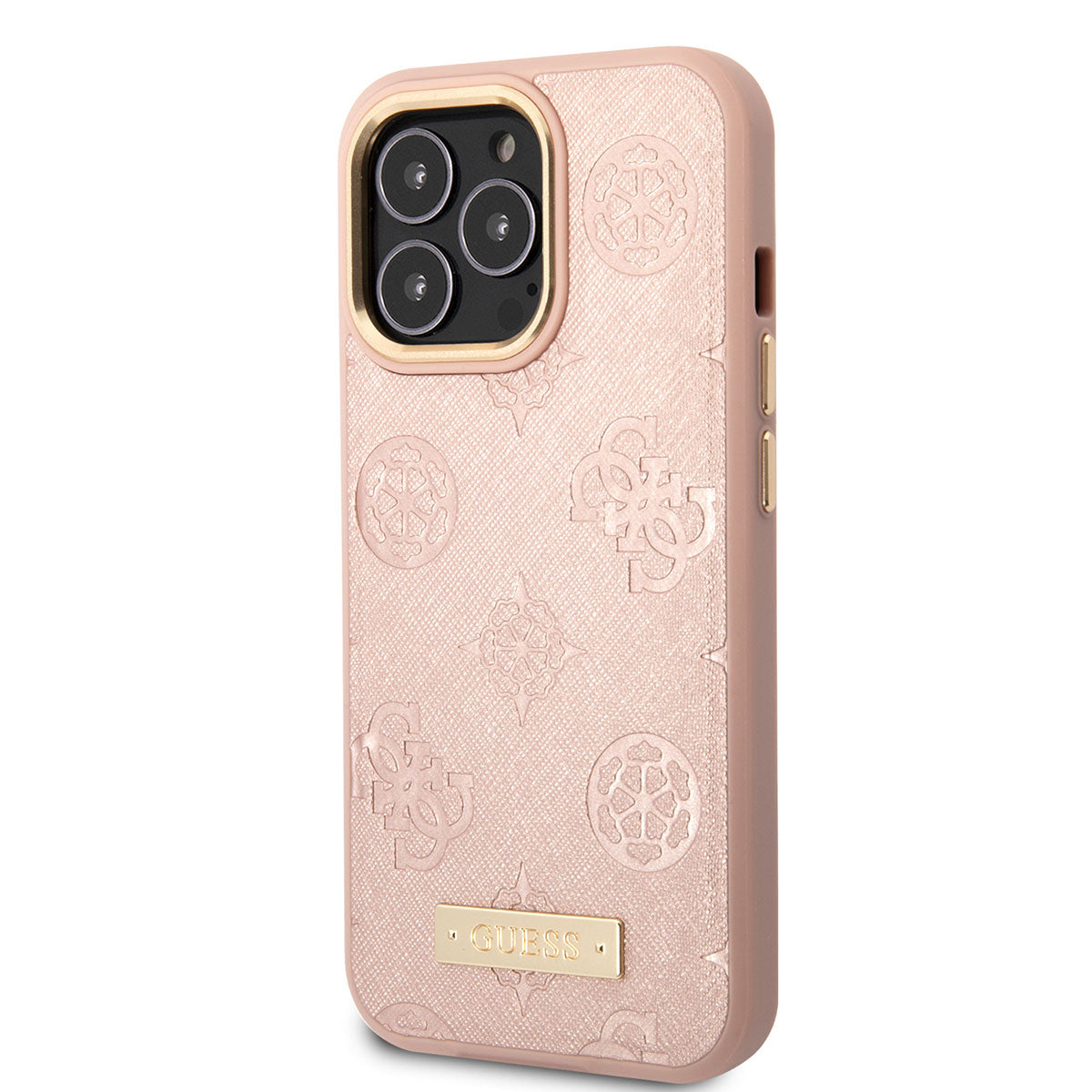 iPhone 14 Pro Max Kılıf GUESS M-safe Şarj Özellikli PU Deri Metal Logolu Telefon Kılıfı